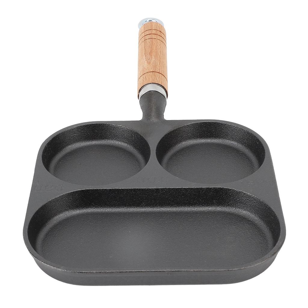 Breakfast Pan 3 Section Egg Frying Pan Non Coating Divided Grill Frying Pan Fast Heating Thicken Pan