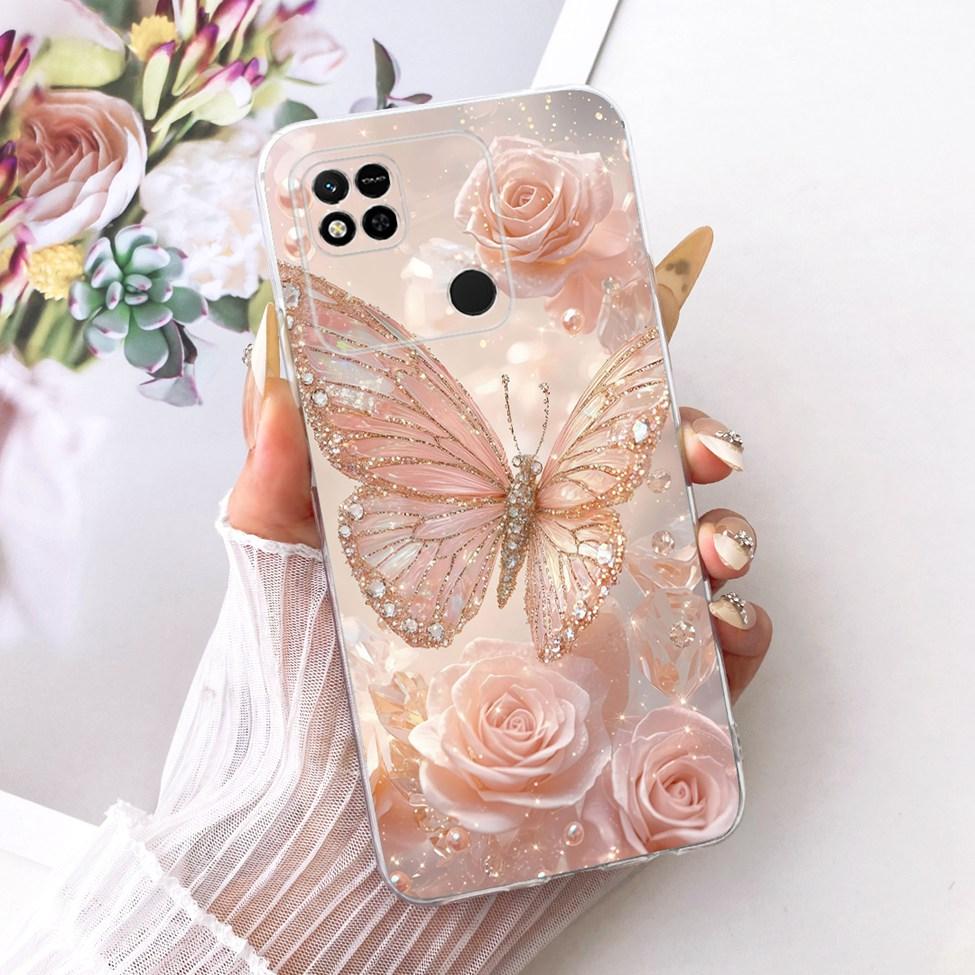 For Redmi 10A Case Cover Transparent Cute Cat Fashion Butterfly Funny Painted Casing 220233L2C 220233L2I 220233L2G