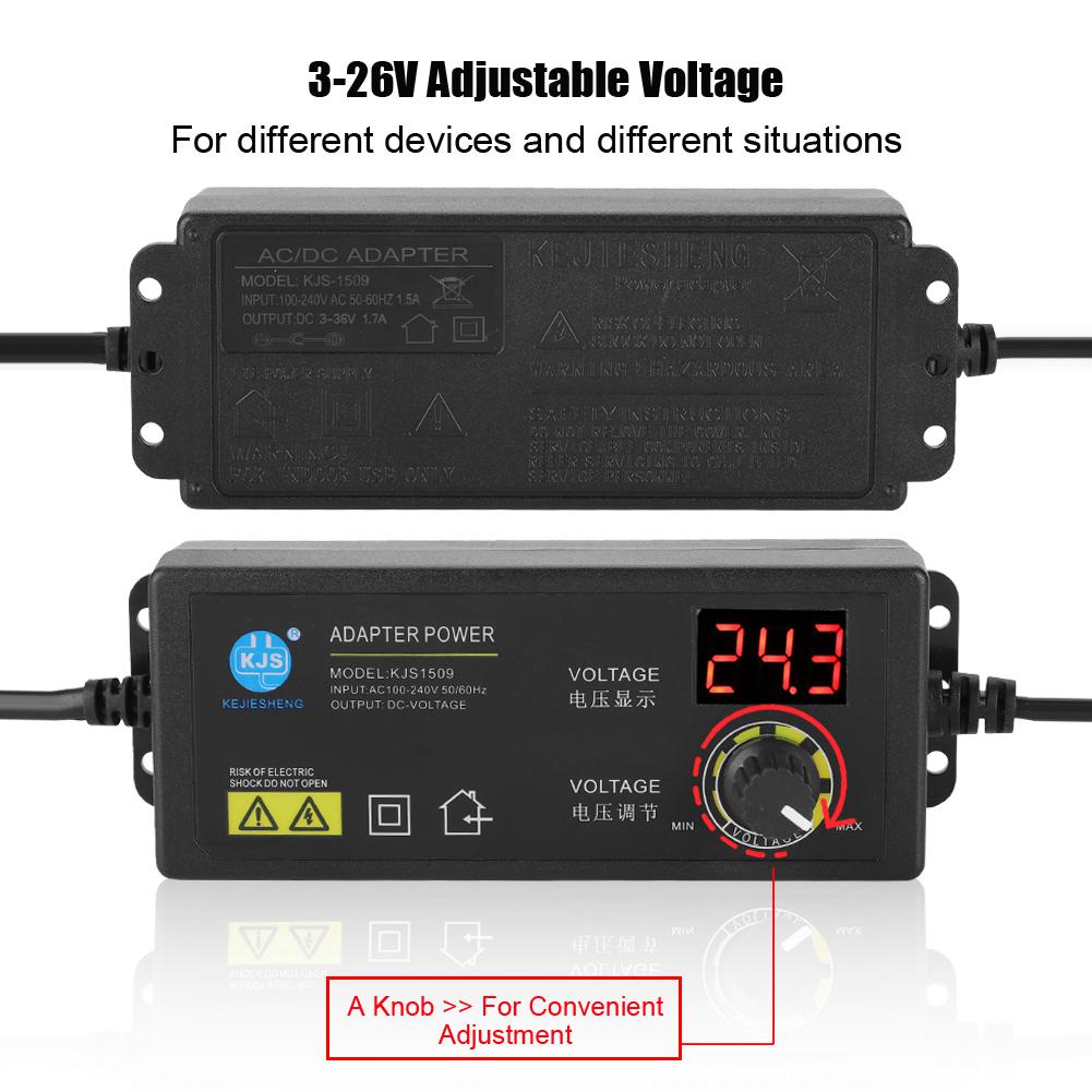 3-36V Wide Range Adjustable Power Adapter Anti-interference 60W 1.7A AC Adapter