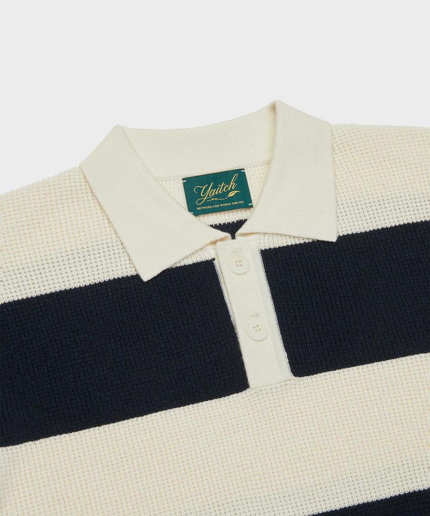 Yaichi Striped Merino Wool Waffle Rugby - Golden Blue