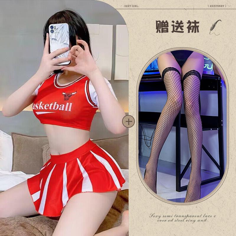 Fun underwear, sexy dynamic football baby split suit cos cheerleaders jersey perspective temptation