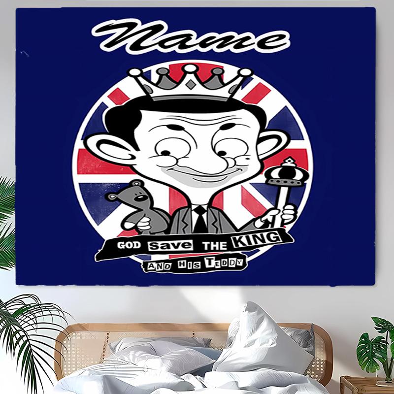 Personalized Mr. Bean Background Tapestry,Custom Name Birthday Party,Multifunctional Wall Decoration for Home Decor,Various Occasions