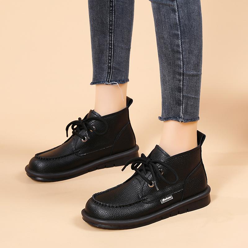 Женские зимние ботинки, оксфорды, ботинки на плоской подошве, дезерты, кожаные студенческие ботинки для девочек, мотоциклетные ботильоны