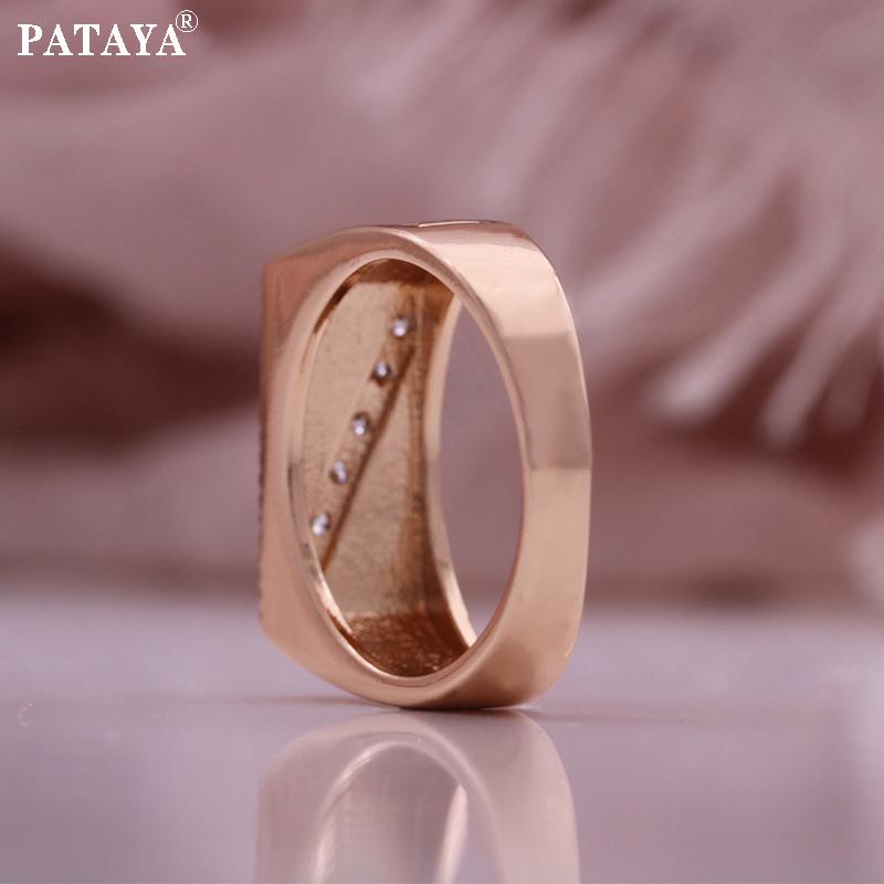 PATAYA Кольца из розового золота с инкрустацией из белого искусственного циркония и черной масляной краской