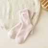 Женские розовые носки средней длины: Теплый вышитый бант, Толстый бархат, Коллекция Осень/Зима