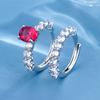 High Carbon Diamond Ruby Two Ring Women's Wide Edition Winged Diamond Pigeon Red Corundum Diamond Ring