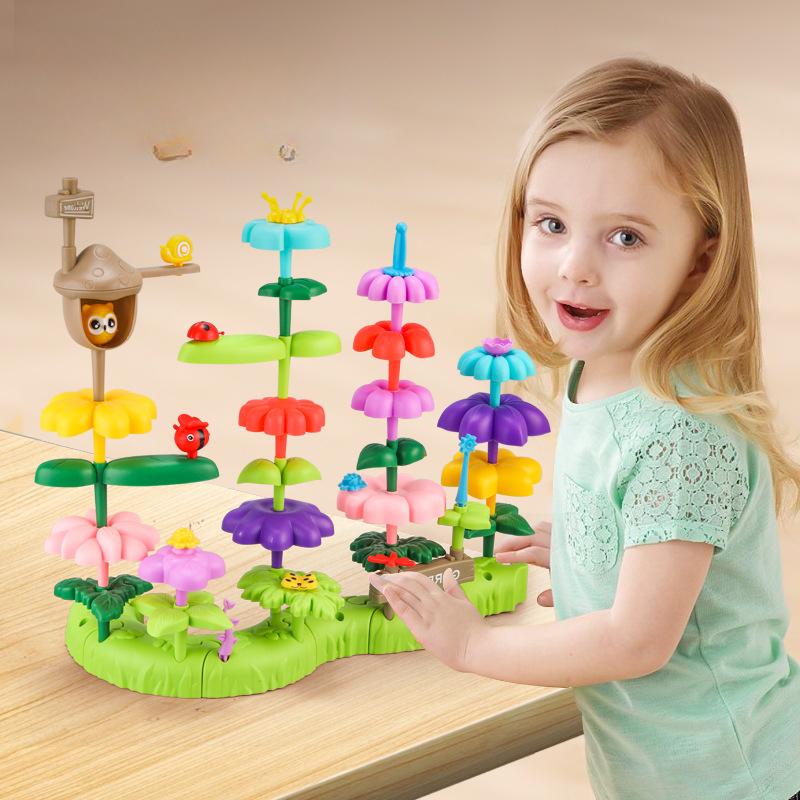 Large Particle Assembled Building Blocks Girls Plant Cognitive Logical Thinking Puzzle Building Blocks Garden