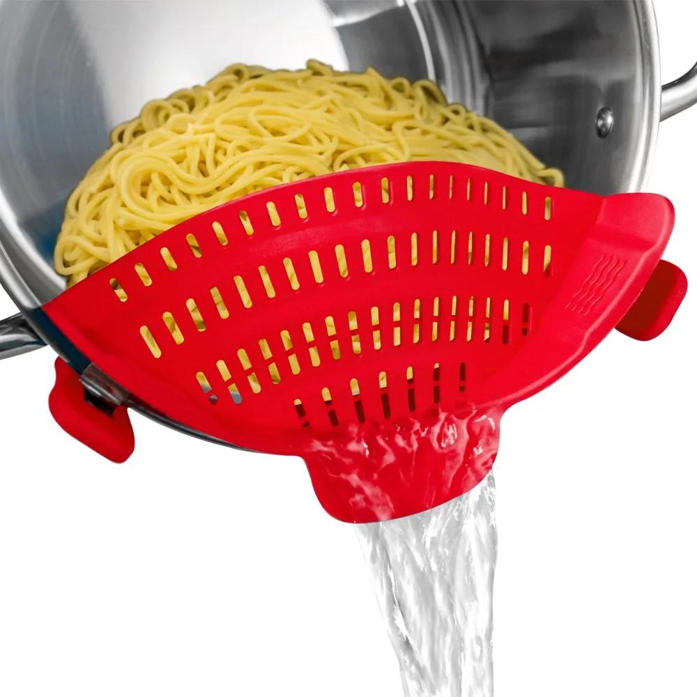 Strainer Silicone Pot Strainer Adjustable Silicone Clip on Strainer for Pots Pans and Bowls Kitchen Kitchen Items