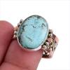 Кольцо из стерлингового серебра 925 пробы с натуральным тибетским бирюзовым камнем, двухцветное кольцо, размер 9, F1d73