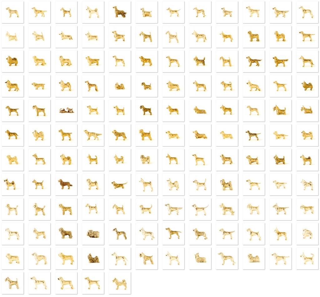 Коллекция фигурок собак из британского искусства Chin, позолоченных в 22 карата