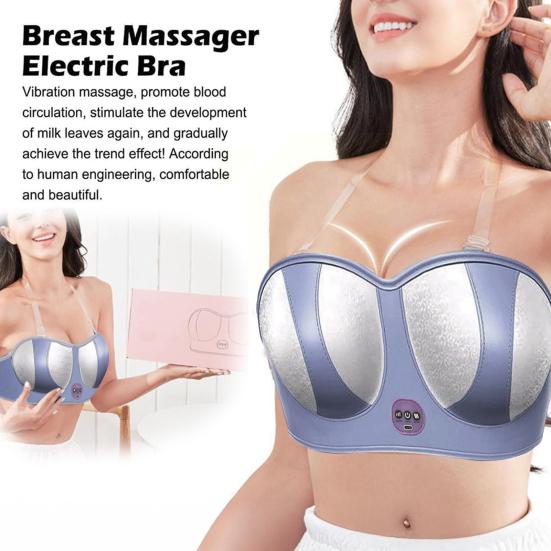Electric Breast Massager Bra Smart 3D Contour Design USB Rechargeable Breathable Breast Massage Bra Muscle Tension Relief Breast Massager