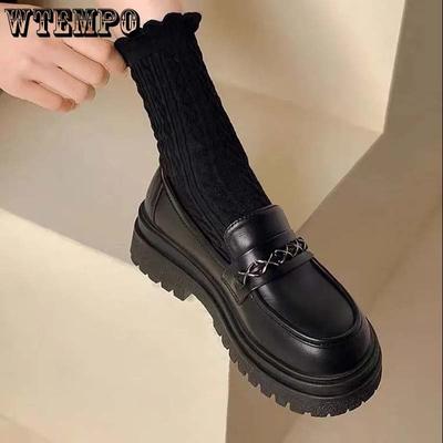 Черные лоферы с толстой подошвой и противоскользящей лакированной кожей Bright Face Британские кожаные туфли Jk Sweet Love Lolita Простота Повседневная обувь для поездок на работу Harajuku