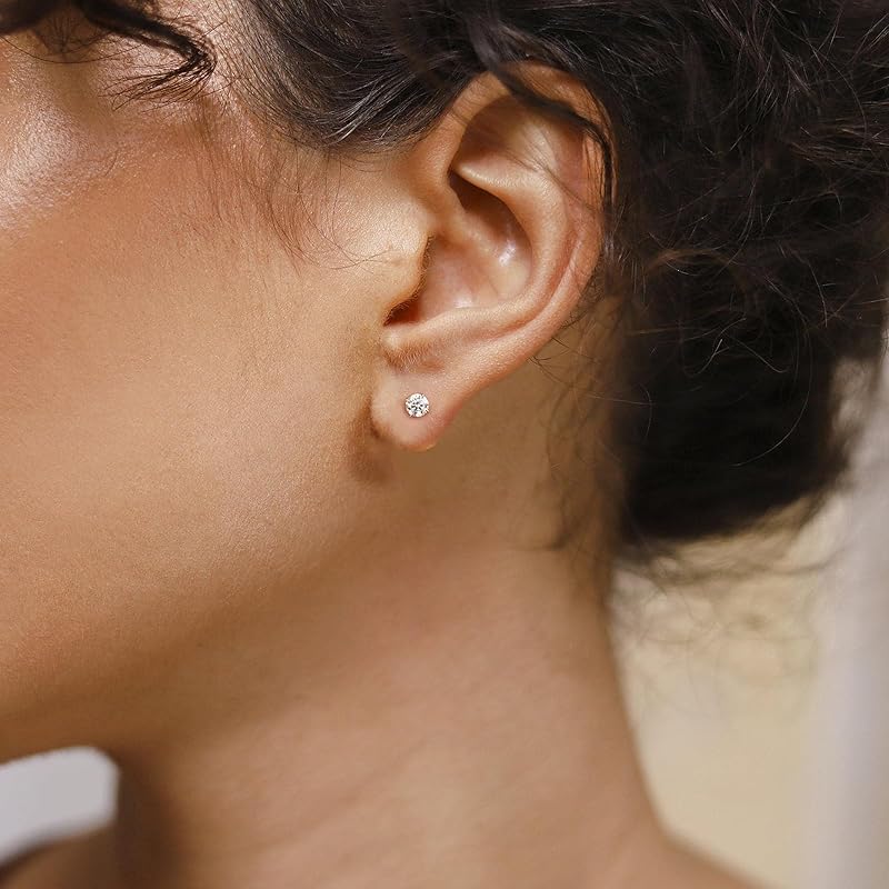 [KRKC]Earrings Moissanite 4 Claws Pair Total 1.2ct Ladies' Earrings/men's Earrings Silver 925 Compatible with Metal Allergies One Earring Diamond