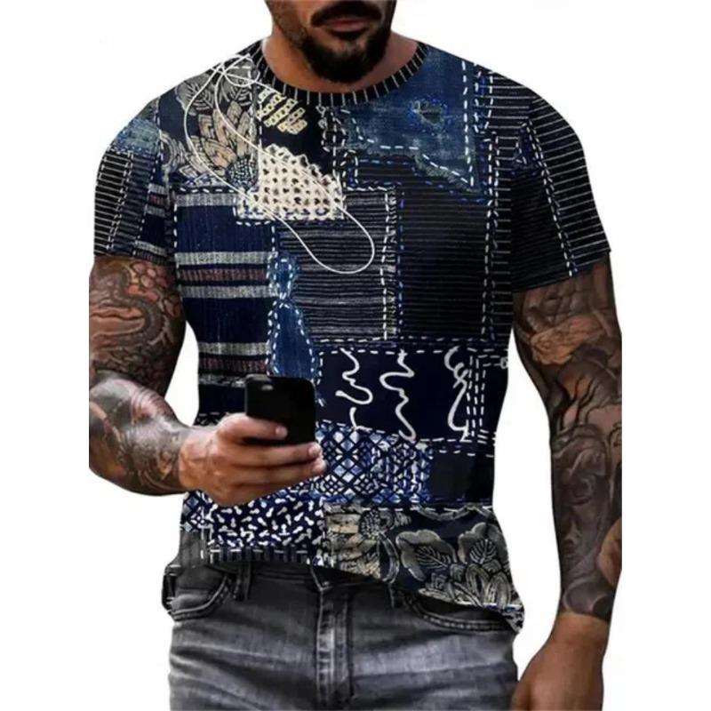 Digital Patchwork Graphic 3D Print Men's T Shirt Men Designer Men's Summer Clothes Short Sleeve Tee Street Tops