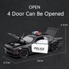 1:22 Alloy Diecast Challenger SRT Hellcat Police Cars Model Toys Demon Eyes 4 Doors Opened with Sound Light Toy Vehicle for Boys