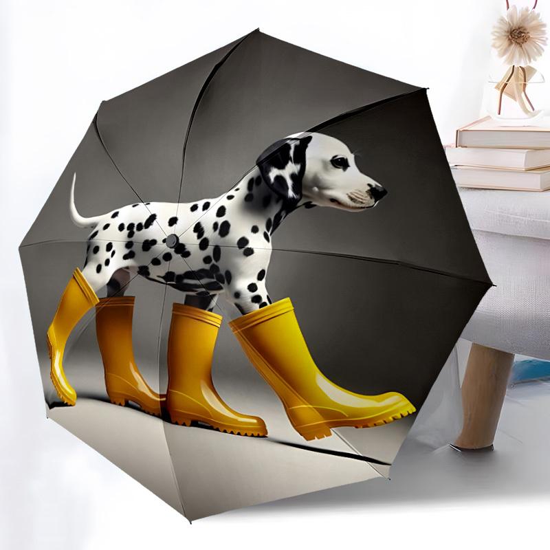 1pc Dalmatian, Rainboots Open/Close Folding Umbrella, All- Portable Umbrella for & Men, Stylish Accessory (Holiday Gift) 8-Rib yy251213179