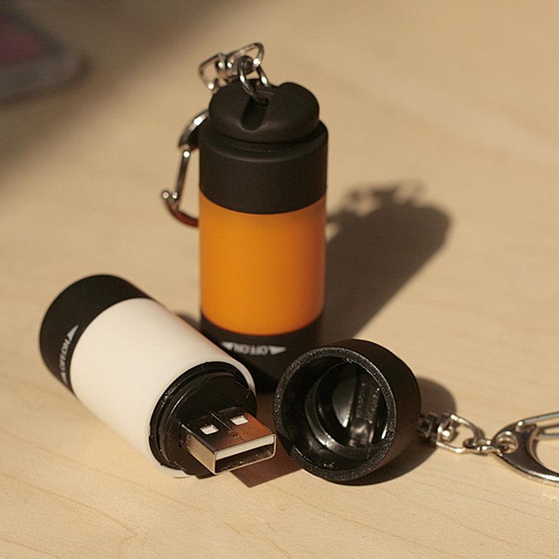 Mini Keychain Pocket Torch Usb Rechargeable Led Light Flashlight Lamp Waterproof Keychain Light For Outdoor Camping Hiking