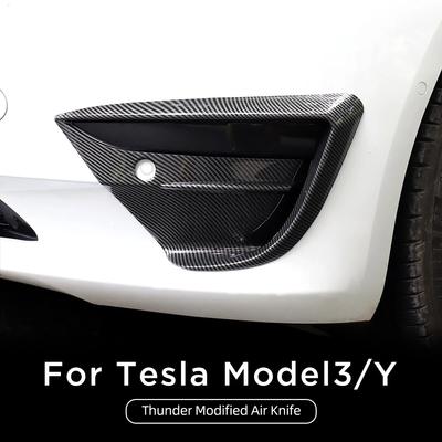 Для Tesla Model 3 Y Car Thunder модифицированный воздушный нож декоративная наклейка ABS карбоновый защитный чехол автомобильный ветровой нож аксессуары