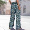 Женские летние брюки-палаццо в стиле бохо с высокой талией, широкие повседневные брюки с цветочным принтом и карманами