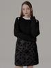 Priang Jacquard Fur Skirt - Black