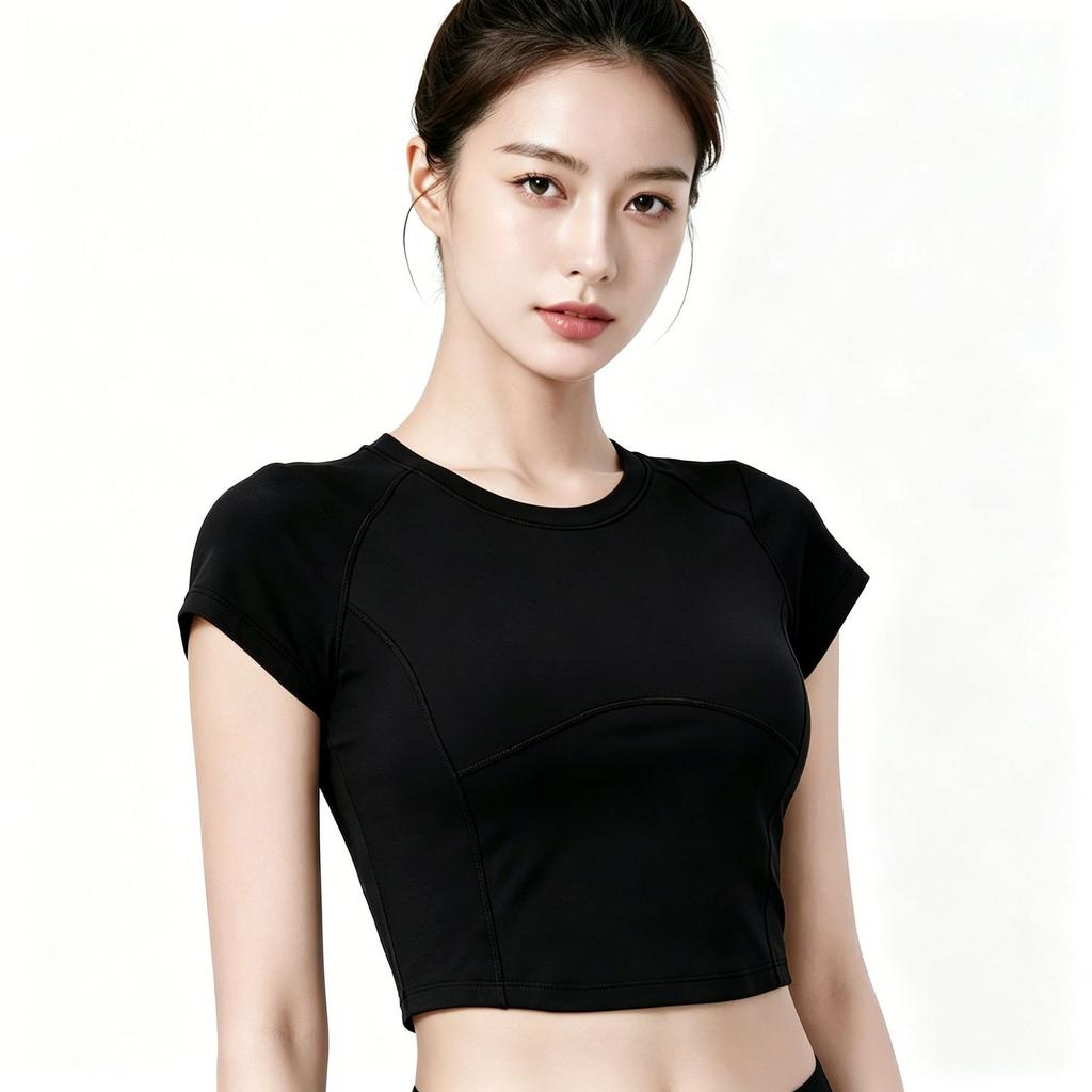 Quick-drying breathable yoga clothes top women's 1011 new beautiful nude skin-friendly short-sleeved Pilates fitness suit summer