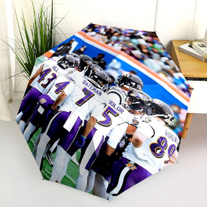 Зонт с рисунком игроков Baltimore Ravens, автоматический складной, портативный и компактный дизайн, 8 спиц, рождественский или день рождения подарок.