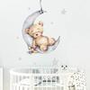 New Cartoon Teddy Bear Sleeping On the Moon and Stars Wall Stickers for Kids Room Baby Room Decoration Wall Decals Room Interior