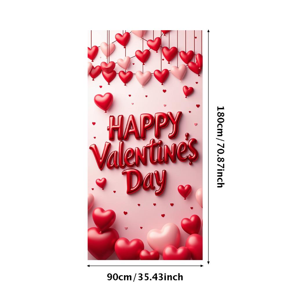 Valentine's Day Banner Backdrop Romantic Decorations Heart Background Red Love Celebration Photography Prop Party Supplies