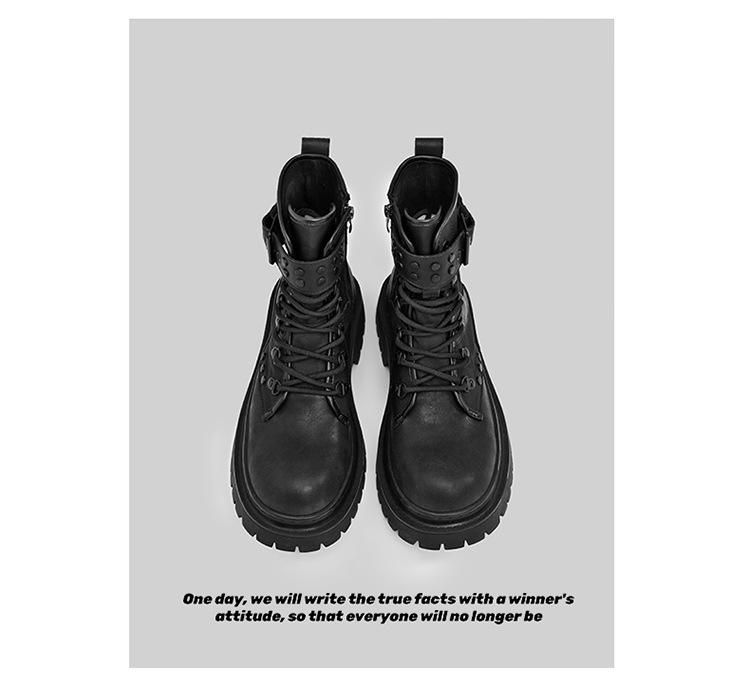 Унисекс Ретро Черные Ботинки Dr. Martens: Универсальные, на толстой подошве, короткие мотоботы на осень