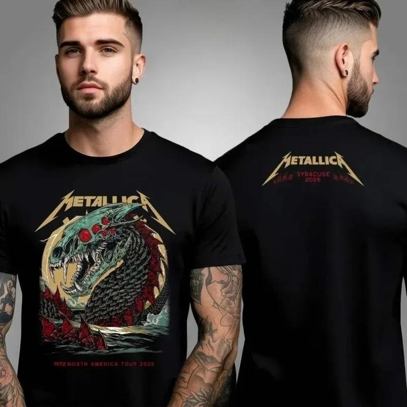 Мужская футболка Metallica с принтом тяжелой группы, оверсайз, уличный стиль, короткий рукав, плотный хлопок, высокое качество, свободная рубашка, одежда для мужчин и женщин
