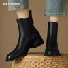Fashion Concise Women Ankle Boots Genuine Leather Mid Heel Casual Basic Shoes Woman 2024 Short Boots Autumn Winter Boots Women
