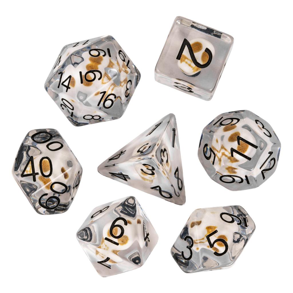 Cusdie 7 ЧЕРЕПОВ Кубики DND Прозрачные D4 D6 D8 D10 D% D12 D20 Многогранные Кубики Набор для D&D Pathfinder Настольных Ролевых Игр