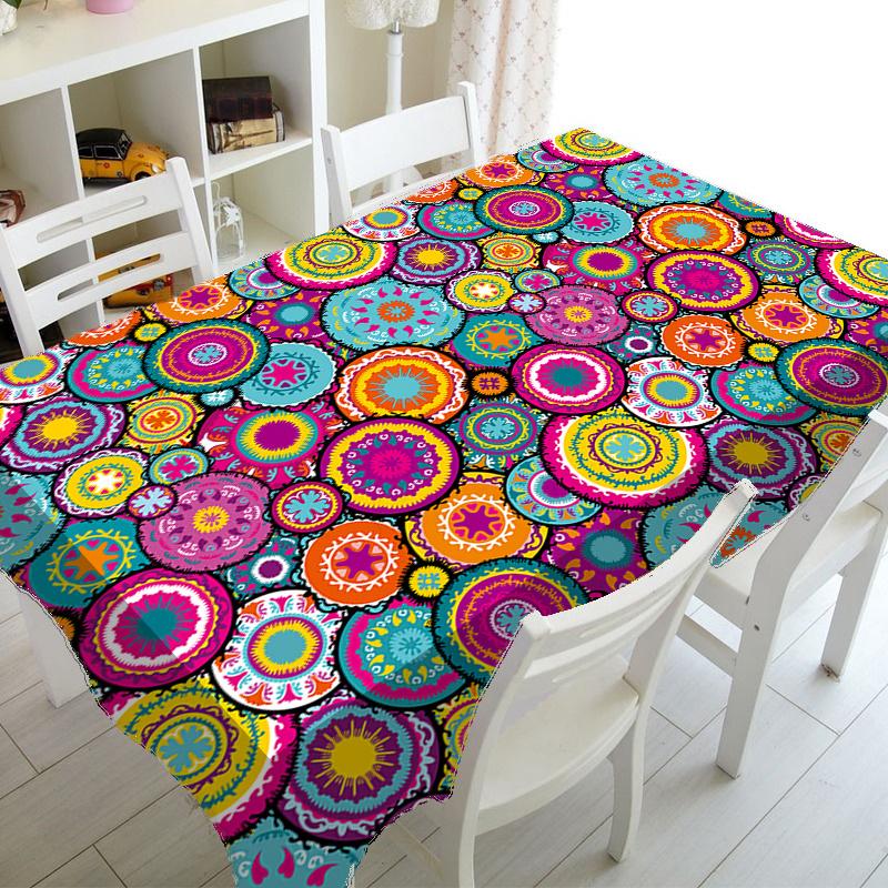 1pc Colorful Geometric Pattern Tablecloth, Rectangular Table Cover, Suitable for Kitchen Dining, Party Decoration, Home Beautification, Table Accessor