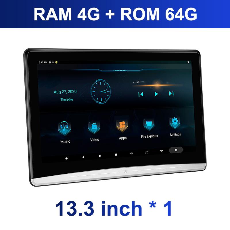 Автомобильный подголовник с телевизором, сенсорный экран 13,3 дюйма, Android 10.0, 4K, 1080P, WIFI, Bluetooth, USB, HDMI, Airplay, планшет, видеоплеер для фильмов