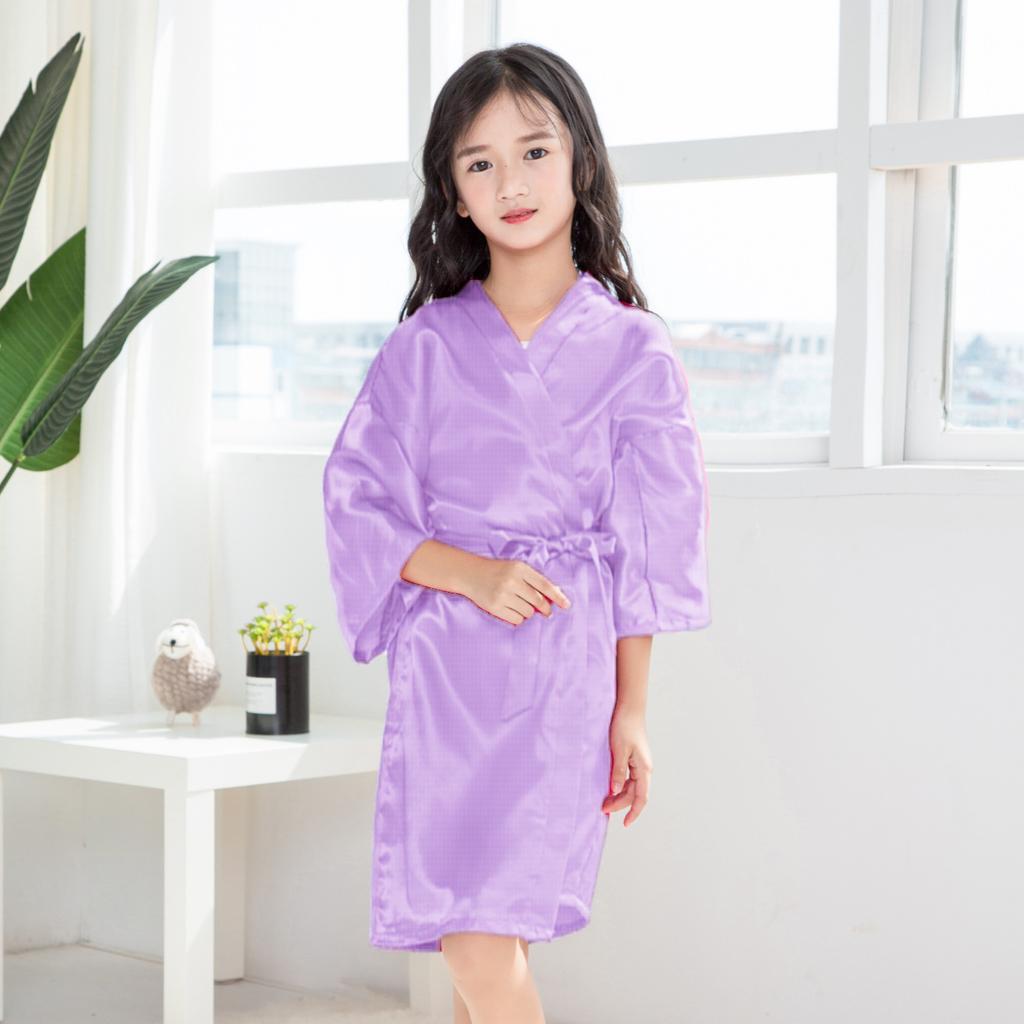 Халат удобный и элегантный темперамент классические модели однотонный детский праздничный летний однотонный тонкий искусственный шелк атласный тонкий кардиган халат