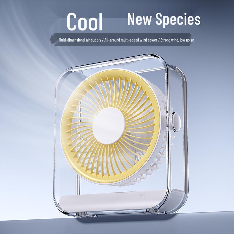 USB Rechargeable Circulating Fan with Light for Home, Office, Dorm, and Outdoor Camping