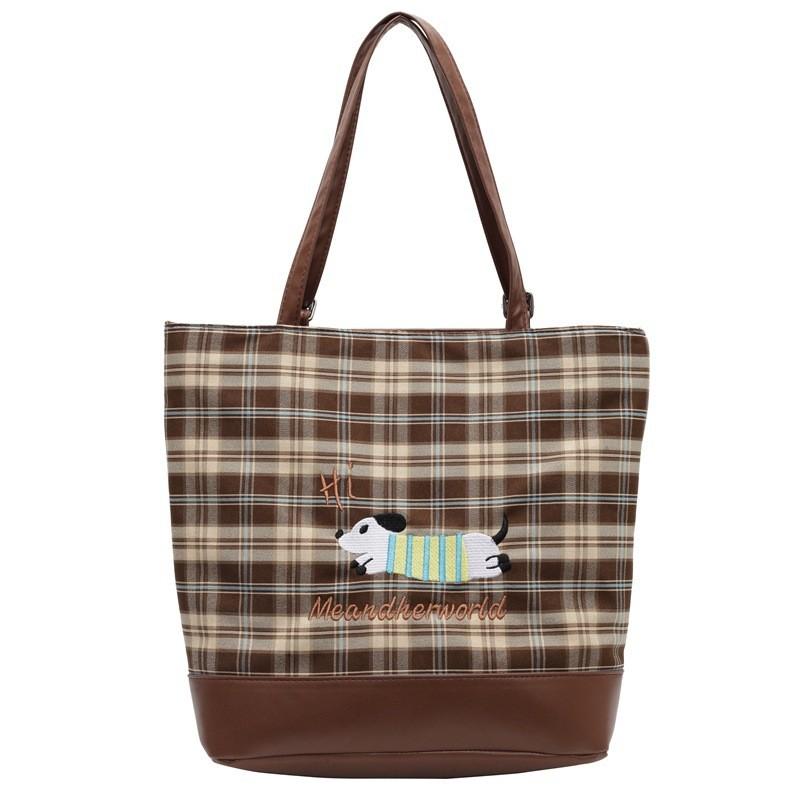 Модная клетчатая холщовая сумка под мышку для женщин, вместительная и шикарная для повседневных дел