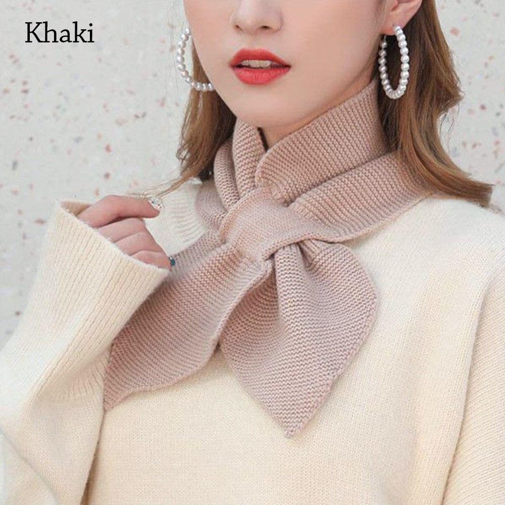 Windproof Cross Scarf Warm Sweater Bowtie Winter Neck Warmer  Women