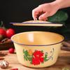 With Lid Strawberry Cake Basin Yellow Lard Pot Creative Enamel Bowls  Ftuit