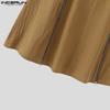 INCERUN Men High Waist Zip-up Long Skirts Casual A-line Splits Kilt