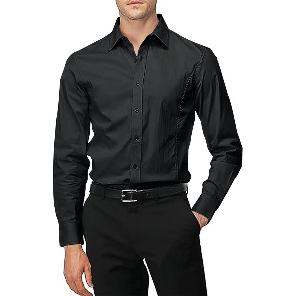 Белая рубашка мужская с длинным рукавом не требующая глажки деловая декоративная мужская белая повседневная рубашка для работы