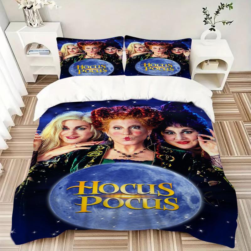 Hocus Pocus Magic Night Print 3Pcs Bedding Setduvet Cover With 2 Bedropillowcase Home Birthday Gift