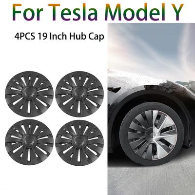 4 шт. 19-дюймовый колпак ступицы для Tesla Model Y, автомобильный колпак ступицы, полноразмерная крышка обода автомобиля, сменные колпаки для левого и правого колеса, аксессуары