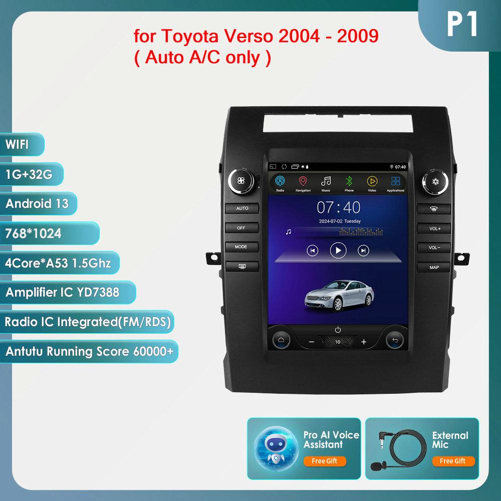 Hizpo 9.7 Tesla Style Carplay 4G 2Din Android 13 автомобильное радио для Toyota Verso 2004-2009 Авто Мультимедиа Видео Плеер Интеллектуальный Экран GPS DSP WIFI