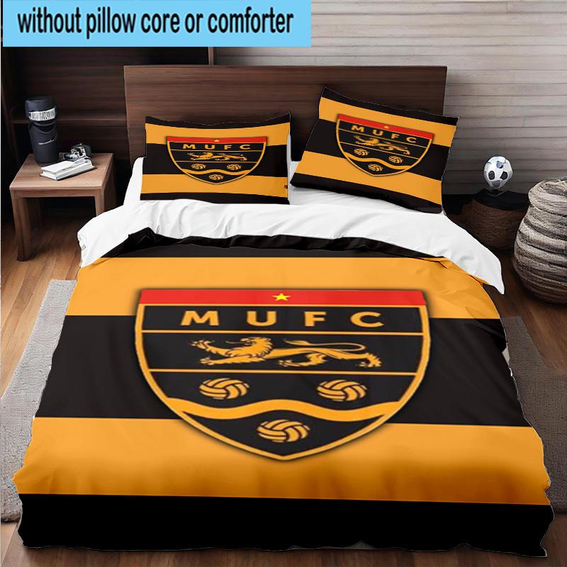 3pcs Football Crest Printed Bedding Set Duvet Cover Closure Includes 1 Duvet Cover & 2 Pillowcases Bedding Sets Home Decor Gifts