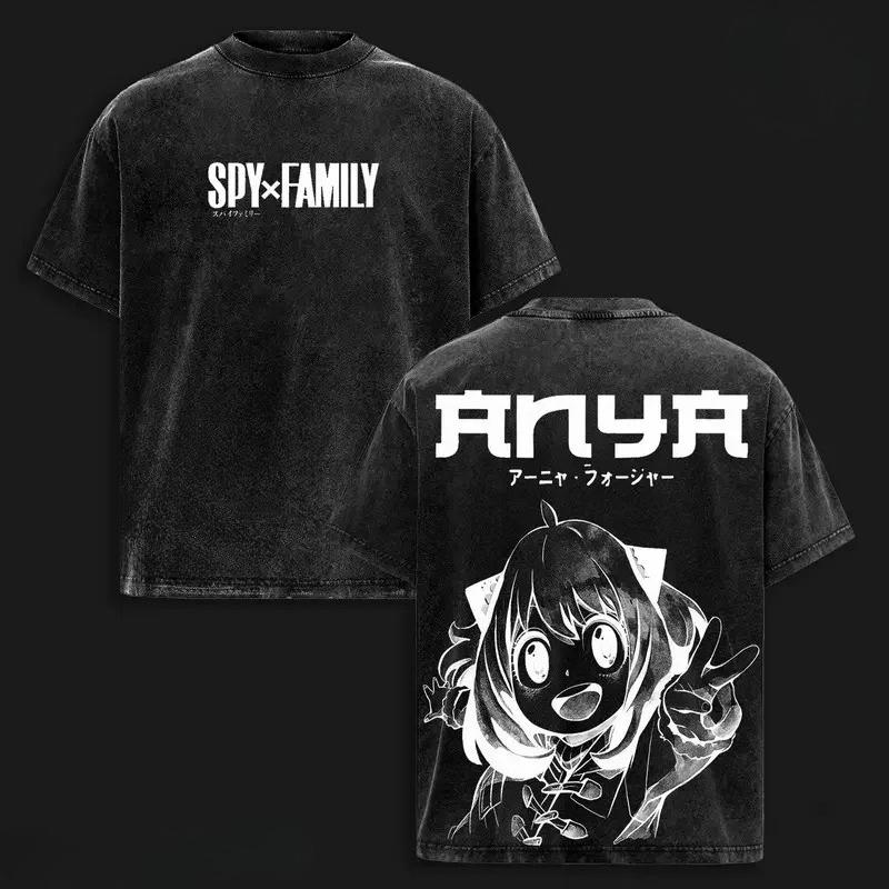 Горячая Аниме SPY×FAMILY Аня Принт Футболка Мужская Женская Футболки Короткий Рукав Хлопковая Одежда Ретро Стирка Футболка Харадзюку Мужские Топы