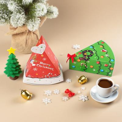 Рождественские коробки для конфет в форме елки, маленькие бумажные подарочные коробки для угощений для рождественской новогодней вечеринки