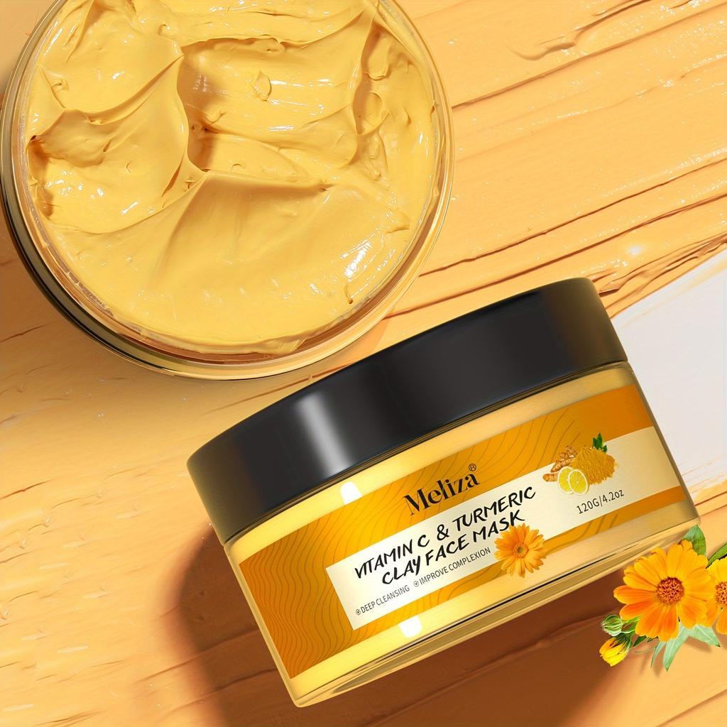 Deep Cleansing Turmeric Exfoliating Mask - Vitamin C & Turmeric Micro-scrub Foaming Shower Cream with Invigorating Coconut Oil and Glycerin