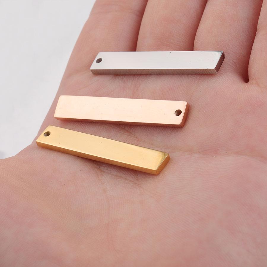 Прямоугольный зеркальный кулон из нержавеющей стали, глянцевая бирка своими руками, 2x6x35 мм