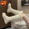 On Slip Winter Knee High Shaft Long Ladies Shoes Plus Warm Women's Snow Boots Boot Sale Pu Spring 2024 Furry Trend Work Anti Hot